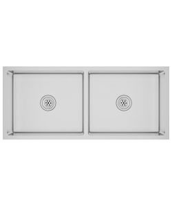 Lavello da Cucina 2 vasche in Acciaio Inox 100x44x20 cm