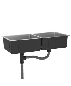 Lavello da Cucina 2 vasche in Acciaio Inox 100x44x20 cm