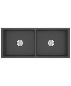 Lavello da Cucina 2 vasche Nero in Acciaio Inox 100x44x20 cm