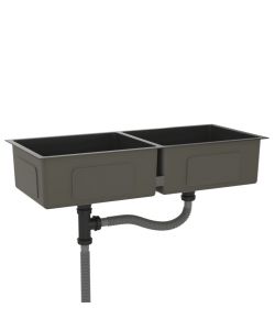 Lavello da Cucina 2 vasche Nero in Acciaio Inox 100x44x20 cm