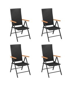 Sedie da Giardino 4 pz in Polyrattan Nero