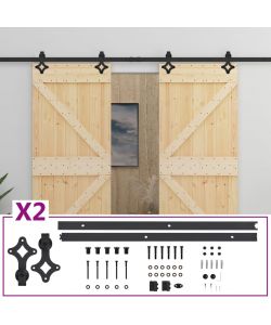 Porta Scorrevole con Set Hardware 100x210 cm in Legno di Pino 3057597