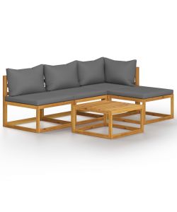 Set Divani da Giardino 5 pz con Cuscini in Massello di Acacia