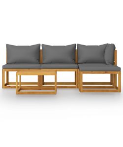 Set Divani da Giardino 5 pz con Cuscini in Massello di Acacia