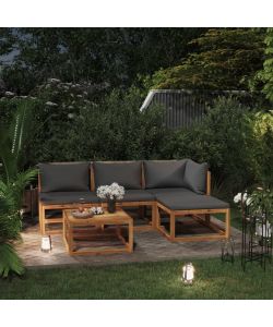 Set Divani da Giardino 5 pz con Cuscini in Massello di Acacia