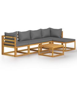 Set Divani da Giardino 6 pz con Cuscini in Massello di Acacia 3057605