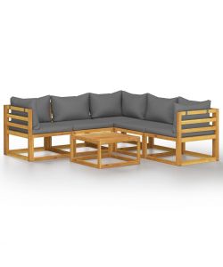 Set Divani da Giardino 6 pz con Cuscini in Massello di Acacia	