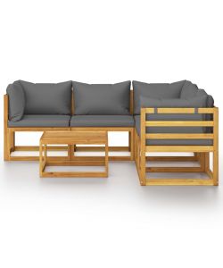 Set Divani da Giardino 6 pz con Cuscini in Massello di Acacia	