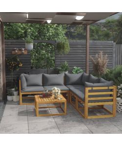 Set Divani da Giardino 6 pz con Cuscini in Massello di Acacia	