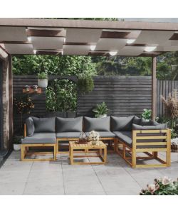 Set Divani da Giardino 8 pz con Cuscini in Massello di Acacia