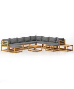 vidaXL Set Divani da Giardino in Acacia con Cuscini - Grigio