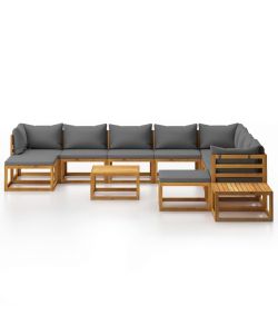 vidaXL Set Divani da Giardino in Acacia con Cuscini - Grigio