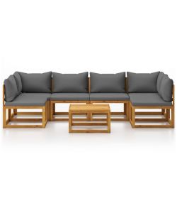 Set Divani da Giardino 7 pz con Cuscini in Massello di Acacia 3057622