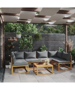 Set Divani da Giardino 7 pz con Cuscini in Massello di Acacia 3057622