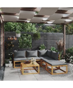 Set Divani da Giardino 6 pz con Cuscini in Massello di Acacia 3057623