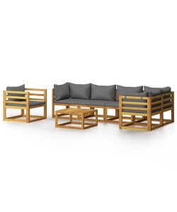 Set Divani da Giardino 7 pz con Cuscini in Massello di Acacia 3057629