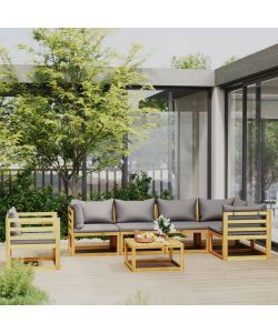 Set Divani da Giardino 7 pz con Cuscini in Massello di Acacia 3057629