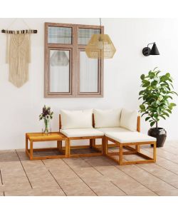 vidaXL Set Divani da Giardino in Legno Acacia - Crema