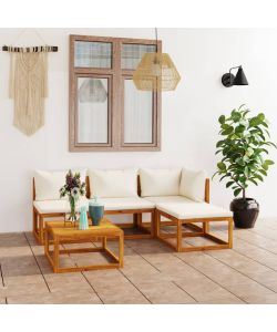 vidaXL Set Divani da Giardino in Legno Acacia - Crema
