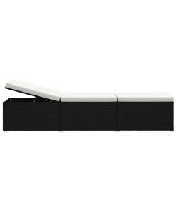 Lettini Prendisole con Tavolino 3 pz in Polyrattan Nero 3057662