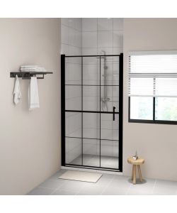 Porta per Doccia in Vetro Temperato 100x178 cm Nera
