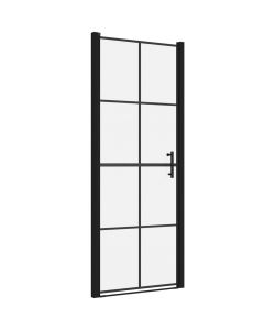 Porta per Doccia in Vetro Temperato 91x195 cm Nera