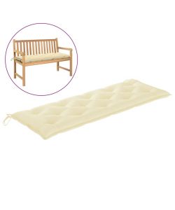 Cuscino per Panca da Giardino Bianco Crema 150x50x7 cm Tessuto