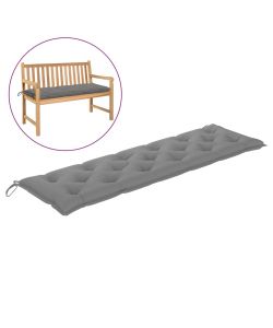 Cuscino per Panca da Giardino Grigio 180x50x7 cm in Tessuto