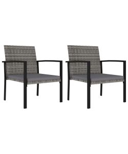 Sedie da Pranzo per Giardino 2 pz in Polyrattan Grigio