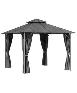 Gazebo con Tende Laterali e Doppio Tetto 3x3 m Antracite