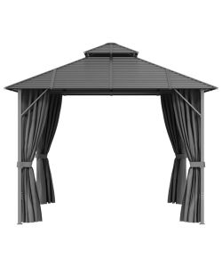 Gazebo con Tende Laterali e Doppio Tetto 3x3 m Antracite