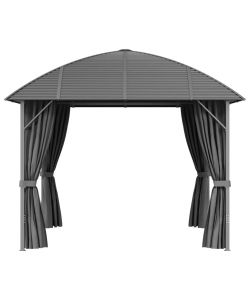 Gazebo con Tende Laterali e Tetto ad Arco 3x3 m Antracite