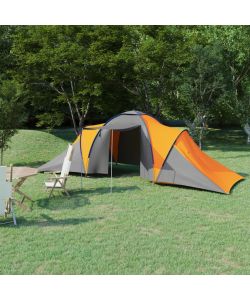 Tenda da Campeggio per 6 Persone Grigia e Arancione