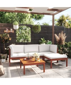 Set Divani da Giardino 5 pz con Cuscini Crema Massello Acacia 3057879
