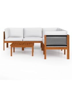 Set Divani da Giardino 6 pz con Cuscini Crema Massello Acacia 3057888