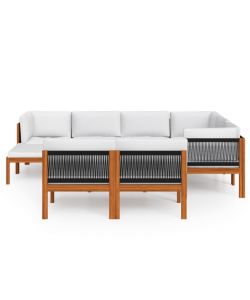 Set Divani da Giardino 10 pz con Cuscini Crema Massello Acacia 3057892