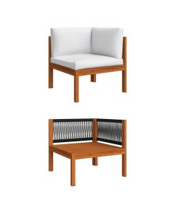 Set Divani da Giardino 6 pz con Cuscini Crema Massello Acacia 3057900