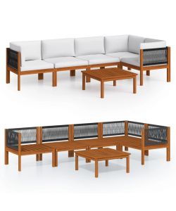 Set Divani da Giardino 6 pz con Cuscini Crema Massello Acacia 3057901