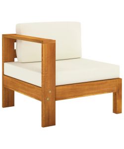 Set Divani Giardino 6 pz Cuscini Bianco Crema in Legno d'Acacia