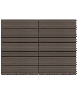 Piastrelle per Decking WPC 6 pz 60x30 cm 1,08 mq Marrone Scuro