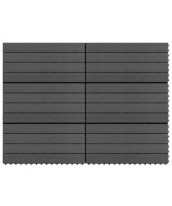 Piastrelle per Decking in WPC 6 pz 60x30 cm 1,08 mq Nere
