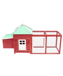 Pollaio con Casetta Nidificazione Rosso 190x72x102 cm in Abete