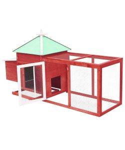 Pollaio con Casetta Nidificazione Rosso 190x72x102 cm in Abete