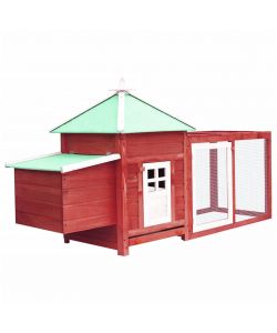 Pollaio con Casetta Nidificazione Rosso 190x72x102 cm in Abete