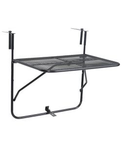 Tavolo da Balcone Nero 60x40 cm in Acciaio