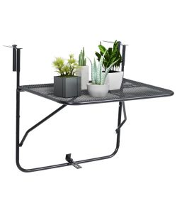 Tavolo da Balcone Nero 60x40 cm in Acciaio