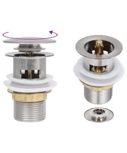 Scarico a Pressione Funzione Troppopieno Argento 6,4x6,4x9,1 cm