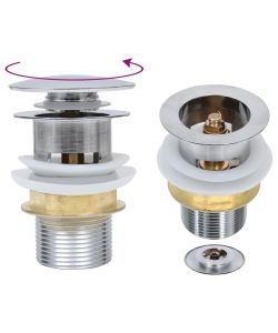 Scarico a Pressione Senza Troppopieno Argento 6,4x6,4x9,1 cm