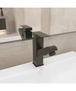 Rubinetto Lavabo da Bagno Funzione Estraibile Grigio 157x172 mm