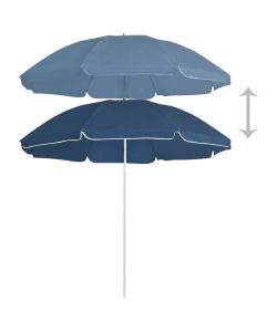 Ombrellone da Esterni con Palo in Acciaio Blu 180 cm